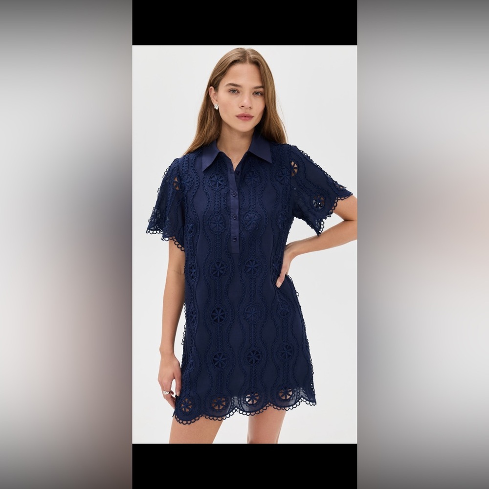 English Factory Navy Blue Lace Mini Dress